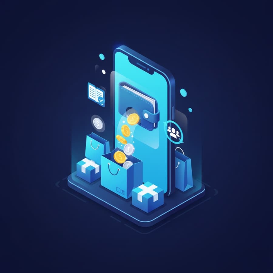 Minh hoạ ví cashback nhận tiền hoàn lại từ mua sắm